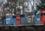 There's not a lot of variety at the end of CN's (ex-ICG, ex-ex GM&O, ex-ex-ex NO&GN) Bogalusa line. On Sunday (1/7/07), the southbound returned home with a matched pair of Geeps  GT 5821 and 5822, 29 years after they were purchased.